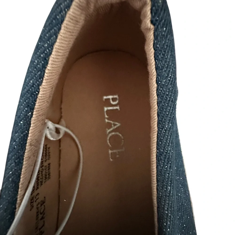 The Children's Place Slip On Sneakers Patches Studded Blue Denim Size 13‎